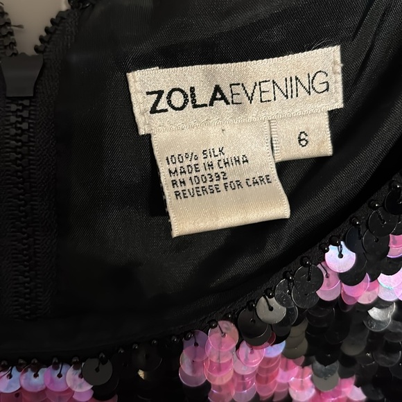 VINTAGE ZOLA EVENING 100% SILK PINK AND BLACK ZEBRA SEQUIN TOP SM. 80’s y2k - Picture 2 of 4